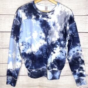 Z By Zella Blue & White Maisie Tie Dye Long Sleeve Sweatshirt S